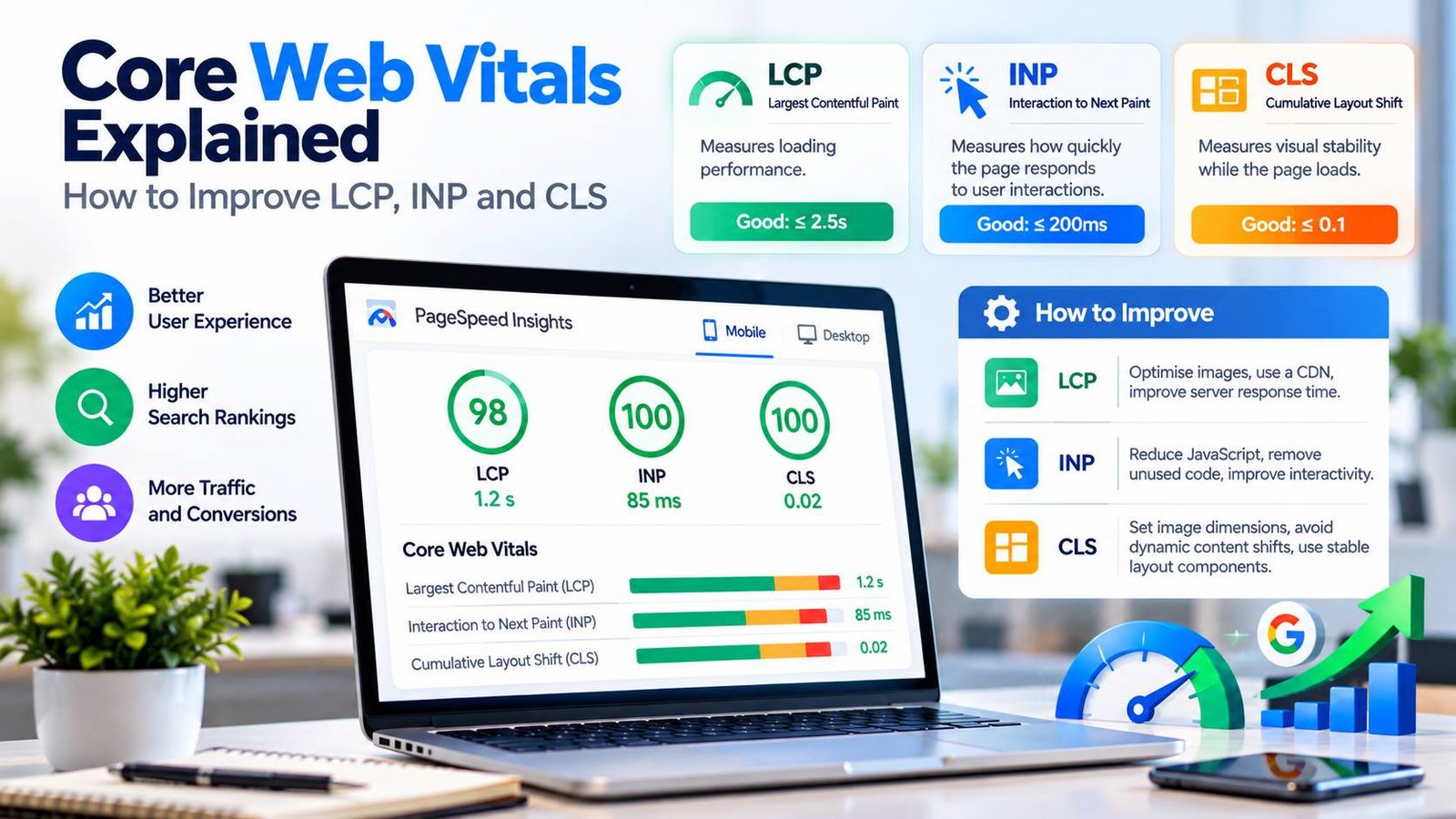 Core Web Vitals Explained: How to Improve LCP, INP and CLS